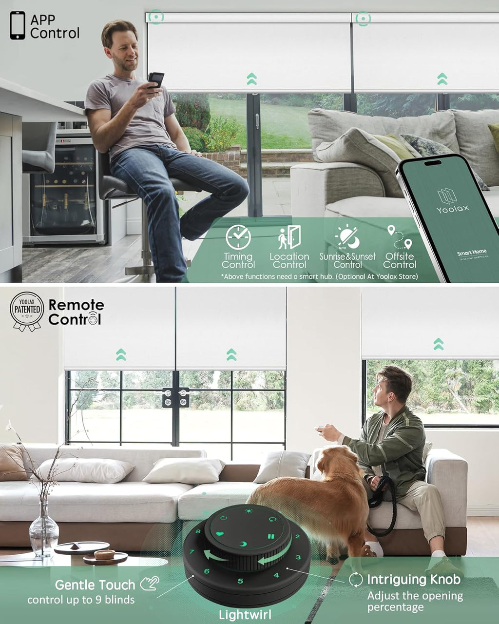 Yoolax Motorized Blinds with Remote, Smart Blinds for Windows Blackout Automatic Shades Work with Alexa Remote Control Roller Window Shades with Valance, Custom Size (Pure White)