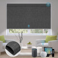 SmartWings Motorized Blinds Dual-Sided Blackout Smart Shades Remote Control Work with Homekit Thread Apple Z-wave Alexa Automatic Roller Shade Blackout Customized Max 110"W 128"H(Bouvardia Dark Grey)