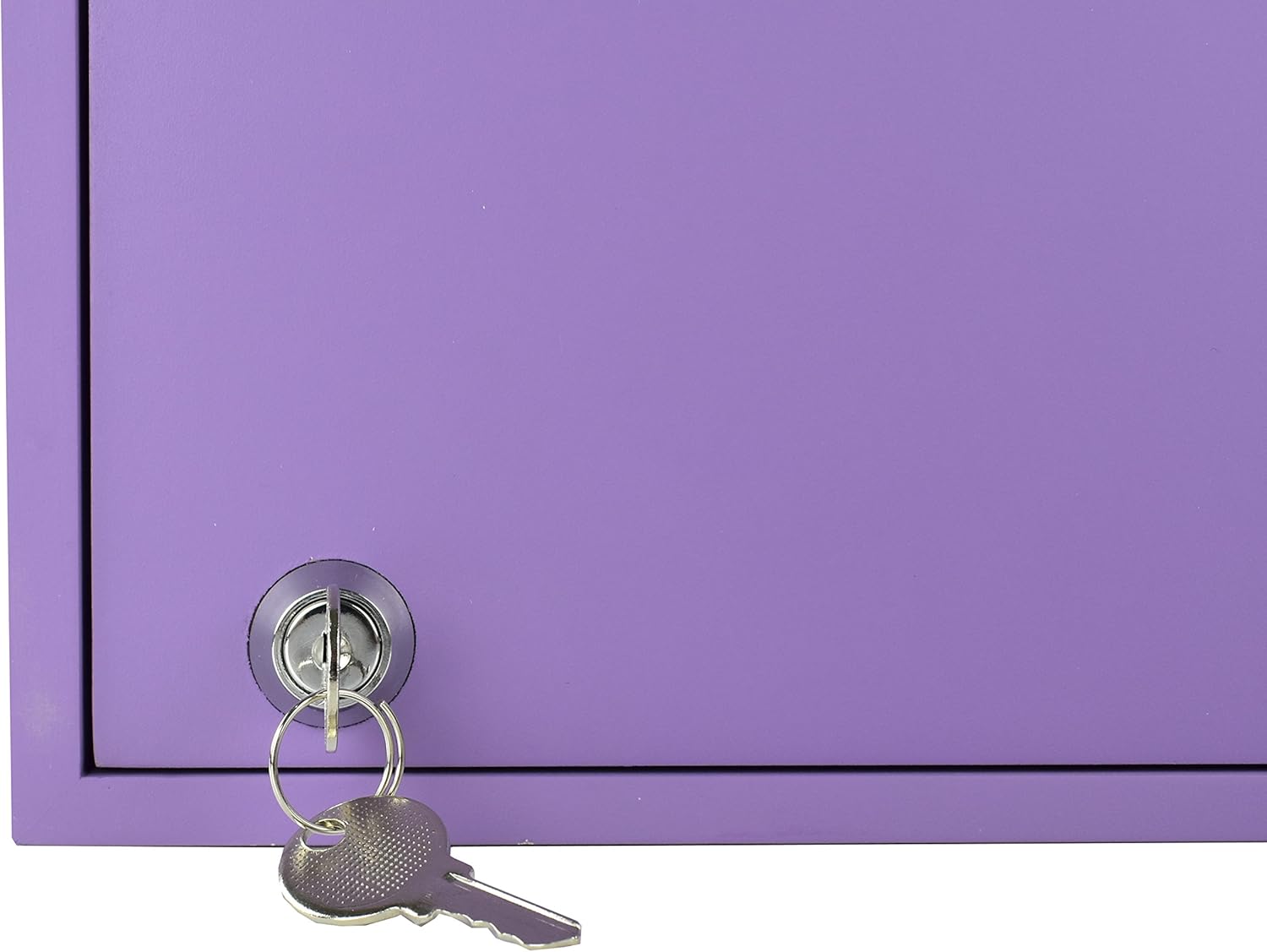 Acrimet 24-Key Cabinet with Lock, Wall Mount Wooden Key Organizer, Security Key Storage Box (24 Positions) with Numbered Hooks & Clear Purple Key Tags – Commercial & Home Use (Purple)