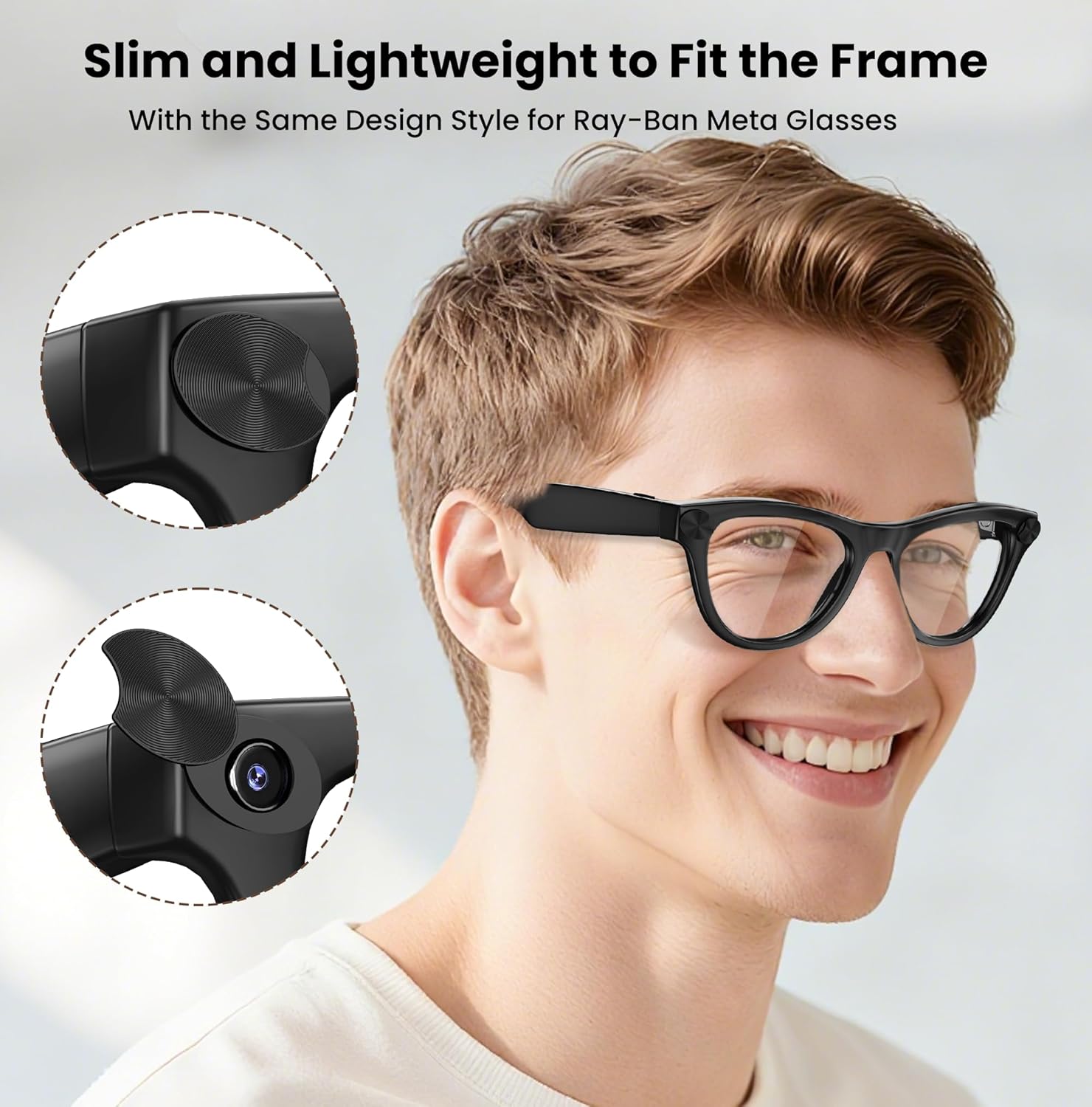 Camera Privay Cover for Ray-Ban Meta Glasses, Adjustable Lens Protector Set for Wayfarer/Skyler/Headliner(Gen 1&Gen 2) Smart Glasses Accessories 9PCS Black