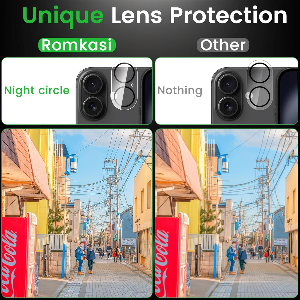 4 Pack Privacy Screen Protector for iPhone 16 6.1 Inch with 4 Pack Camera Lens Protector, Anti Spy Tempered Glass Film, Anti-Scratch, Touch Sensitive, Case Friendly