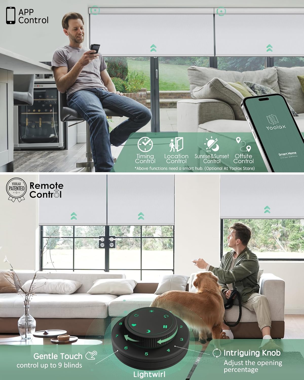 Yoolax Motorized Blinds with Remote, Waterproof Smart Blinds for Windows Blackout Automatic Shades Compatible with Alexa Remote Control Roller Window Shades with Valance, Custom Size (Vinyl-White)