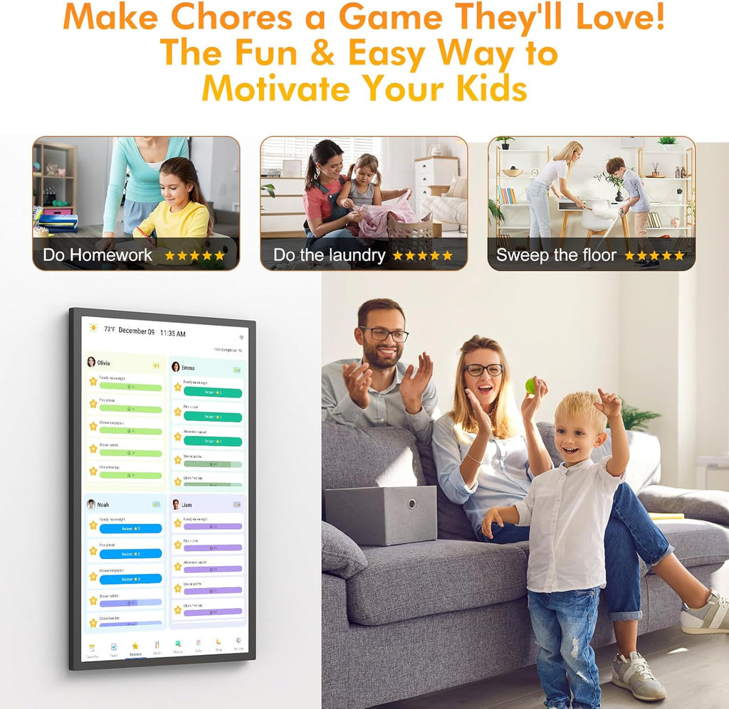 Smart Digital Picture Frame Calendar-for-Family-Planner - Nethgrow 24" Touchscreen Interactive Display Electronic Calendar for Family to Do List, Auto-Sync Google iCloud Outlook, Wall Mountable