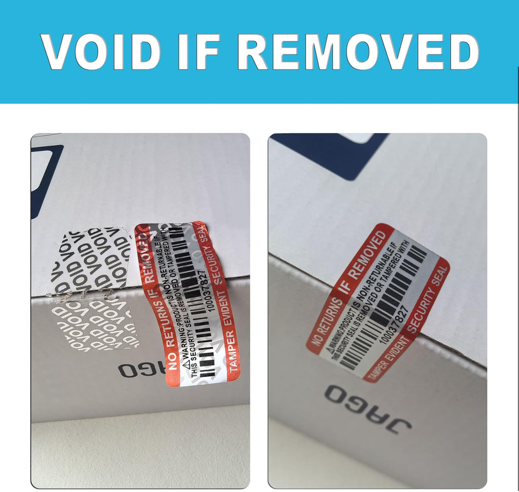 Tamper Evident Proof Barcode Stickers with Individual Serial Number Security Warranty Void Sticker,Sealing Label for Package(280pcs 2x0.8in Red Matte Silver)
