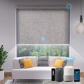 SmartWings Motorized Light Filtering Shades, Work with Matter Thread Homekit Z-Wave Alexa Google, 70% Blackout Shades Translucent, Cordless Blinds with Remote Control Rechargeable, Safari Rock Grey