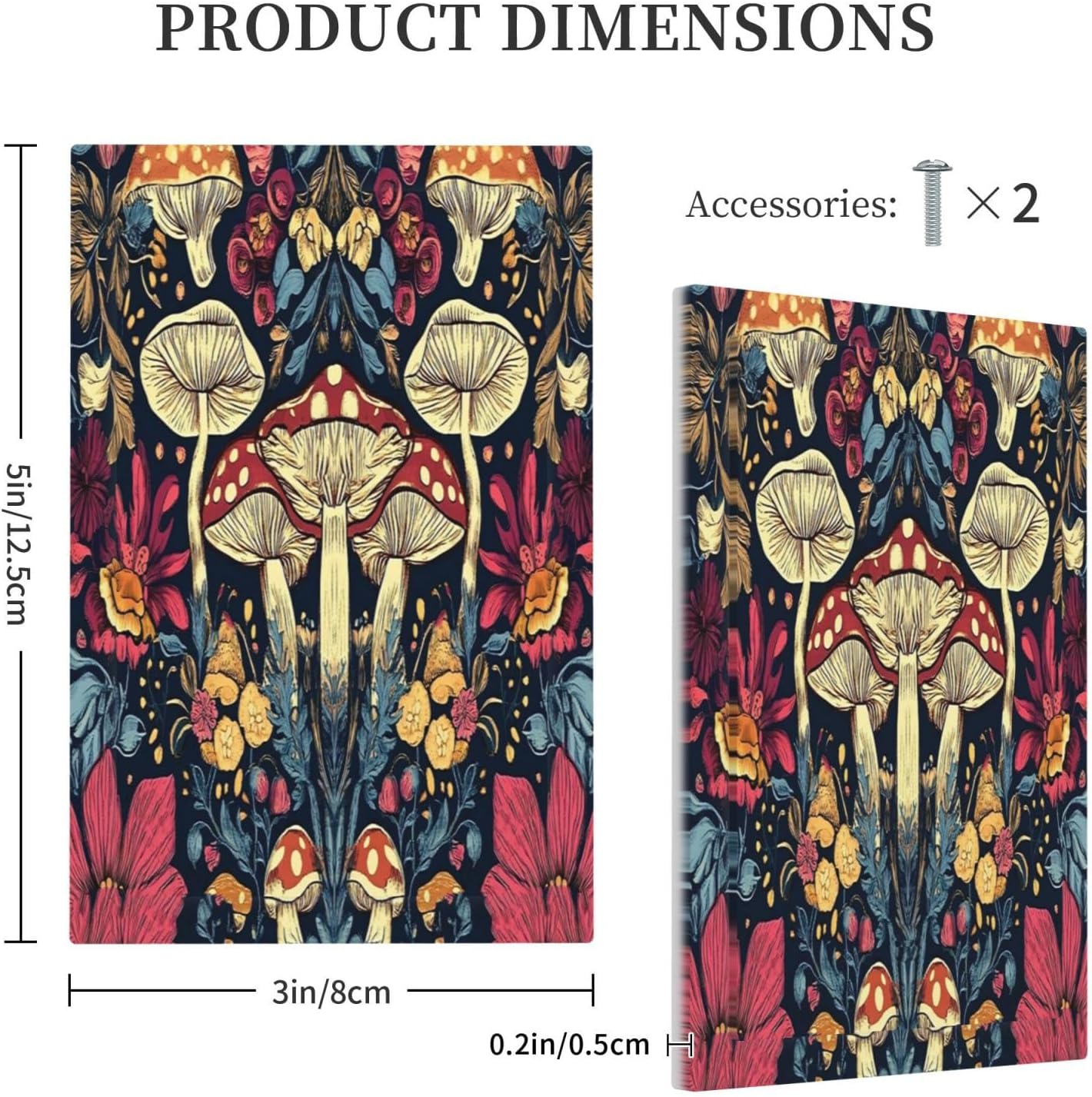 Light Switch Cover Plate Coloful Red Yellow Orange Magical Mushroom Forest 1 Gang No Device Blank Wall Plate Electrical Outlet Cover Decorative Switch Plate Covers for Bedroom Home Decor