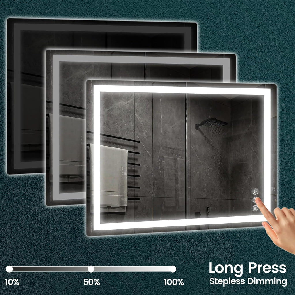 32"x 40" Bathroom Mirror for Over Sink, Anti-Fog LED Bathroom Mirror with Lights, Memory 3 Colors Modes & Dimmable Bathroom Vanity Mirror