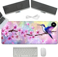 Heated Mouse Pad with 3 Temperature Settings(104°F–122°F),Large 31.5x13 Inch PU Leather Heated Desk Mat,Waterproof Warming Pad for Office,Gaming & Cold Hands Relief,Hummingbird Cherry Bloom