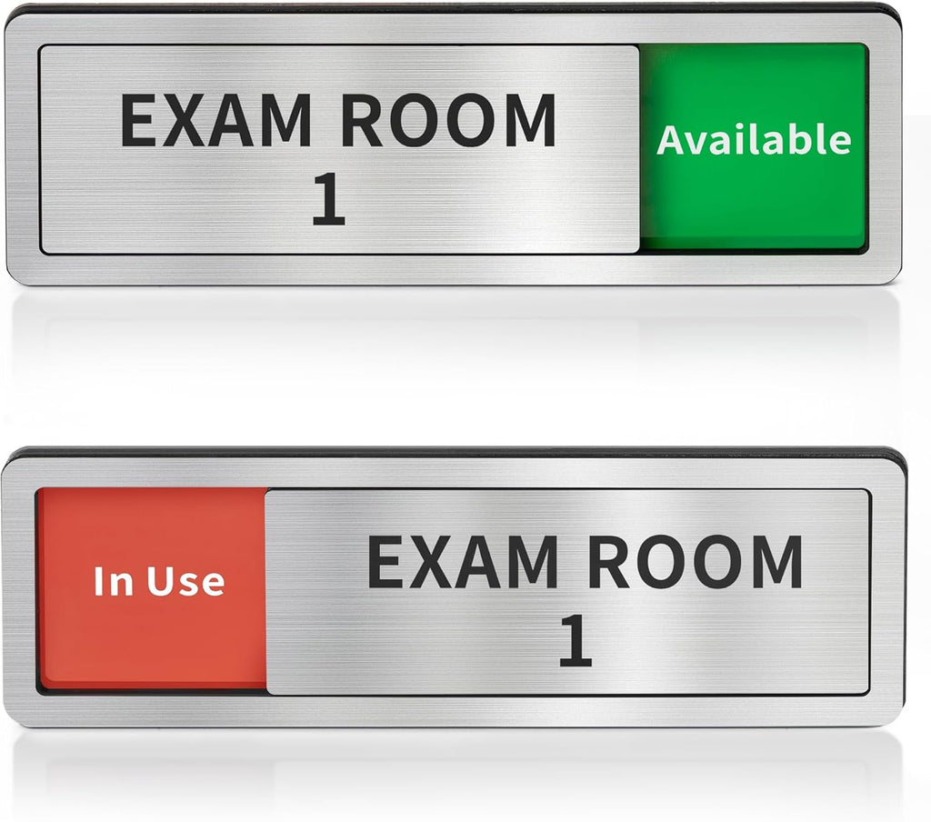 Exam Room Sign, Exam Room Numbers, In Use/Available Slider Door Signs for Therapists, School, Medical Office, Hospital-Easy Installation