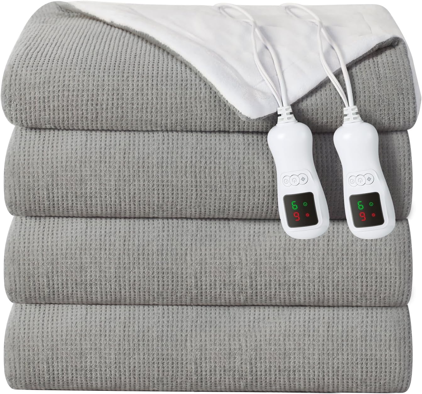 Electric Heated Blanket King Size, Washable Blanket Warmer with Dual Control for Home for Adults, Super Cozy Soft Fabric 100" x 90", 9 Heat Levels, 1-9H Auto-Off, ETL Certified, Gray