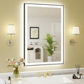WTTY 24"X36" LED Bathroom Mirror with Black Frame, Bathroom Vanity Mirror with Lights for Wall, Front Light and Backlit, Anti-Fog, Dimmable, 3 Colors, Shatterproof, Memory, Horizontal/Vertical