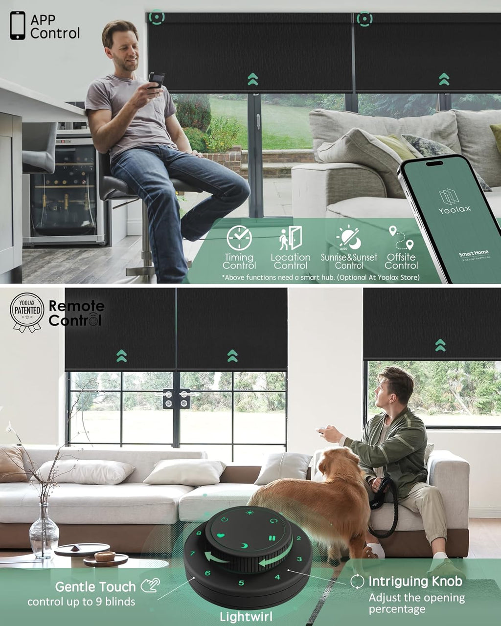Yoolax Motorized Blinds with Remote, Smart Blinds for Windows Blackout Automatic Shades Compatible with Alexa Remote Control Roller Window Shades with Valance, Custom Size (V-Midnight Stripe)