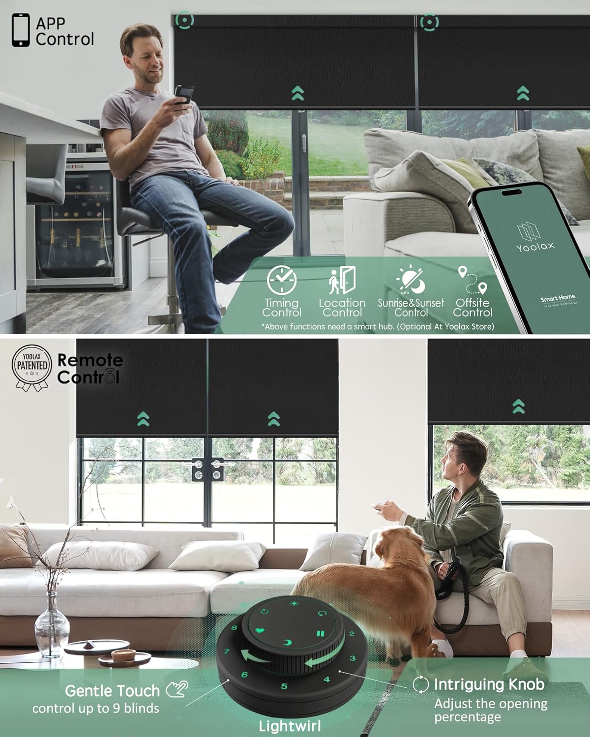 Yoolax Motorized Blinds with Remote, Smart Blinds for Windows Blackout Automatic Shades Compatible with Alexa Remote Control Roller Window Shades with Valance, Custom Size (V-Midnight Stripe)