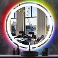 THEKLA 30 Inch Bathroom Led Round Mirror with Lights 3Color + RGB Rainbow Color Changing Backlit Round Lighted Vanity Mirror for Bathroom Wall Dimmable AntiFog 30in Circle Round Smart Light up Mirror