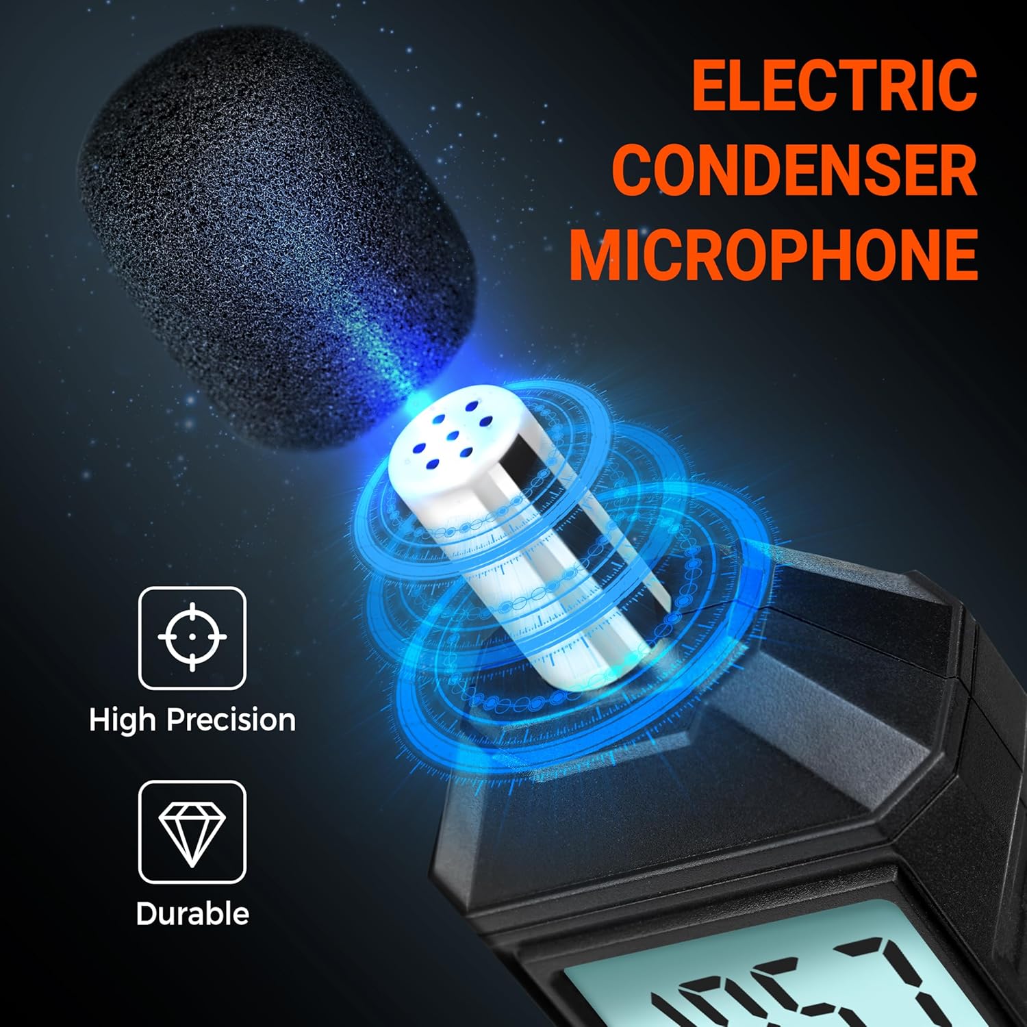 Decibel Meter, Portable Sound Level Meter with Backlit LCD (35-130dB(A) Range), Digital SPL Meter with MAX/MIN Data Hold, Noise Tester for Neighbors, Office, Workshop, and Classroom