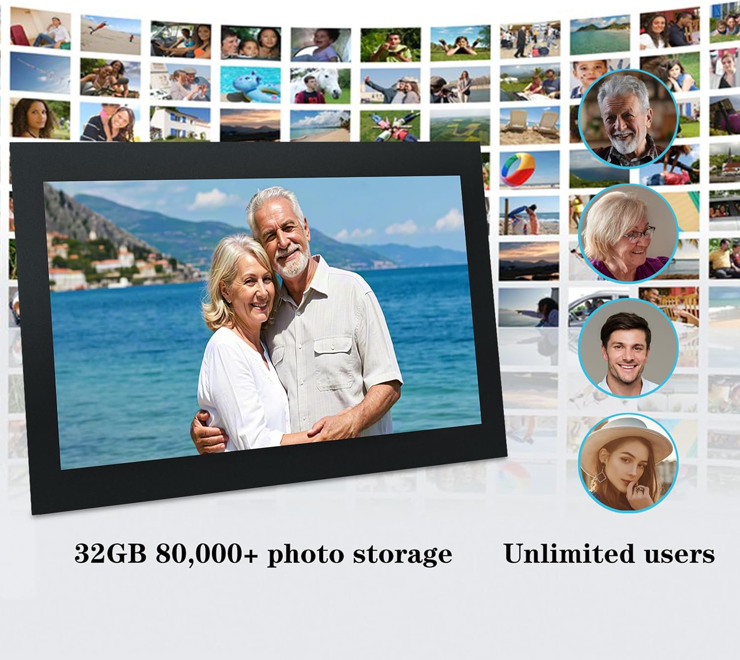 15.6'' Extra Large Digital Picture Frame WiFi Smart Digital Photo Frame 1920 * 1080 FHD Touchscreen 32GB Storage Space,Digital Using App Remotely Send Photos and Videos
