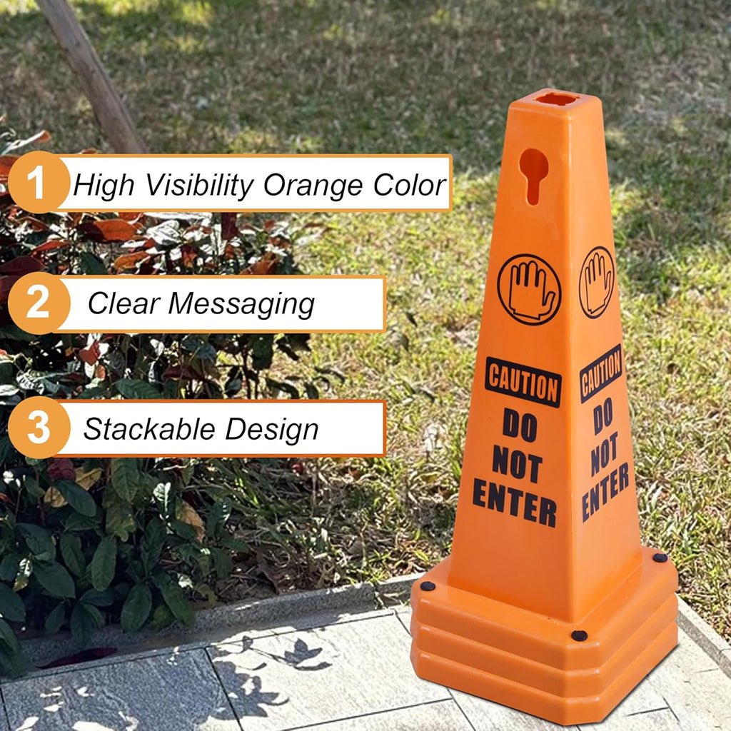 OrangeStar 8-Pack Do Not Enter Traffic Cones, Orange Four Sided No Entry Message Safety Cones with Heavy Rubber Base for Indoor/Outdoor Use
