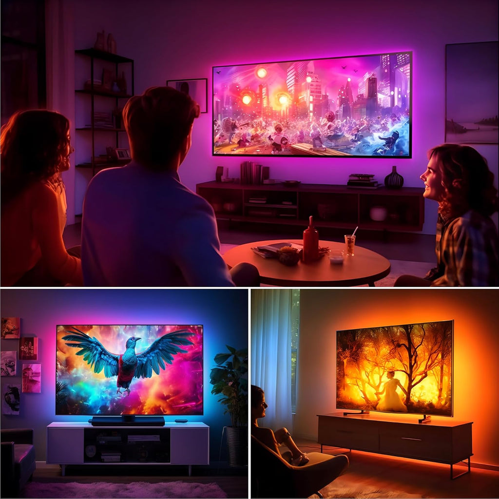 Maylit ICRGB TV LED Backlight, App Control Lights for 76-100in Monitor, Music Sync Color Changing Strip Lights for Home Decor, USB Powered Gaming Accessories Light for Bedroom Room Decor