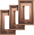 Henne Bery Sunken Pearls Heavy Duty Decorative Wall Plate Switch Plate Outlet Cover (Single Decorator, 3 Pack, Antique Copper)