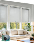 Yoolax Motorized Blinds with Remote, Smart Blinds for Windows Motorized Roller Shades, Automatic Window Shades Compatible with Alexa Custom Size (Light Filtering-Jacquard White)