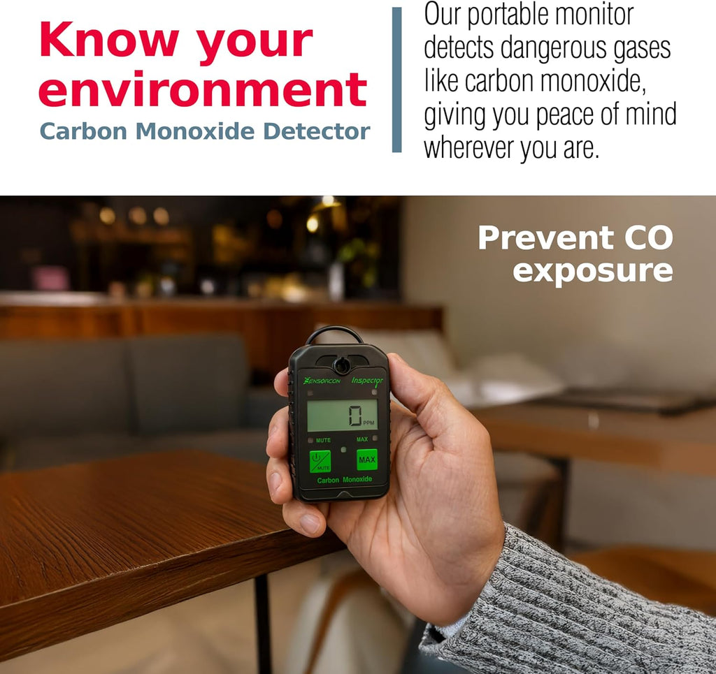 Inspector Portable Carbon Monoxide Detector with Visual and Audio Alarms – Waterproof Digital CO Detector for Personal, Ambient, and Combustion Monitoring