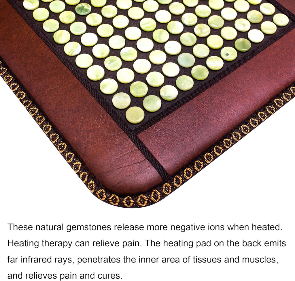 Infrared Heating Pad, Far Infrared Natural Jade Heating Pad, Auto Shut Off, Adjustable Temperature, Gifts for Women/Men/Dad/Mom (Brown, jadeseatback-u)