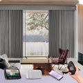 Graywind Hardwired Smart Curtains Motorized Blackout Curtain with Remote Alexa Google Control for Sliding Door Thermal Insulated Drape One-Way or Split Draw, Custom Width to 220" (Vintage Grey)