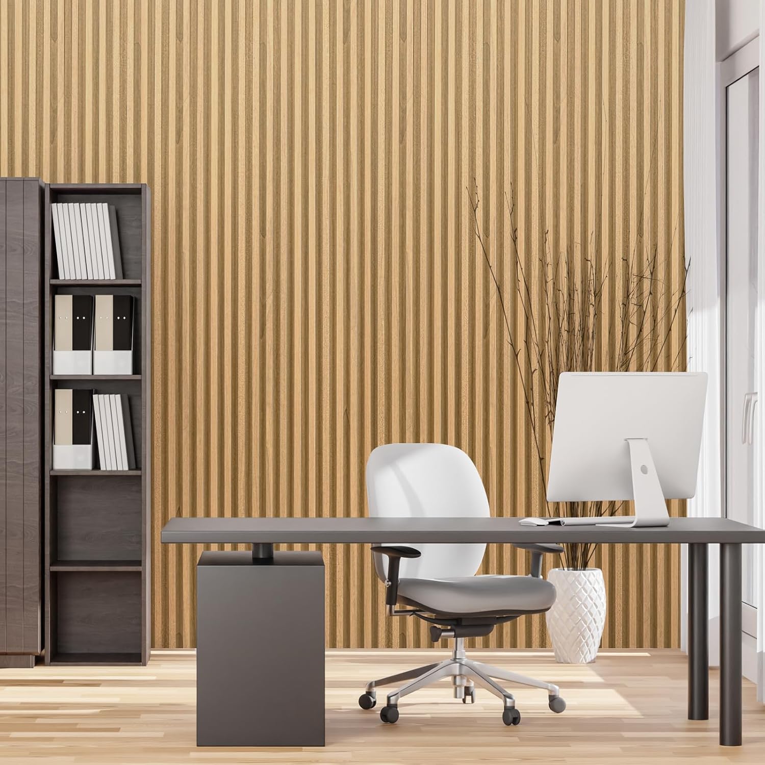 Art3dwallpanels Wood Slat Wall Paneling, 3 Pack WPC Soundproof 3D Wall Panels for Interior Wall Decor, Fluted Textured Panel Wall Slats, Sample