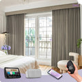 Graywind Rechargeable Smart Curtains Compatible with Alexa App Remote Control Motorized Drape for Sliding Door One-Way or Split Draw, Custom Width Up to 220" (Mocha Beige)