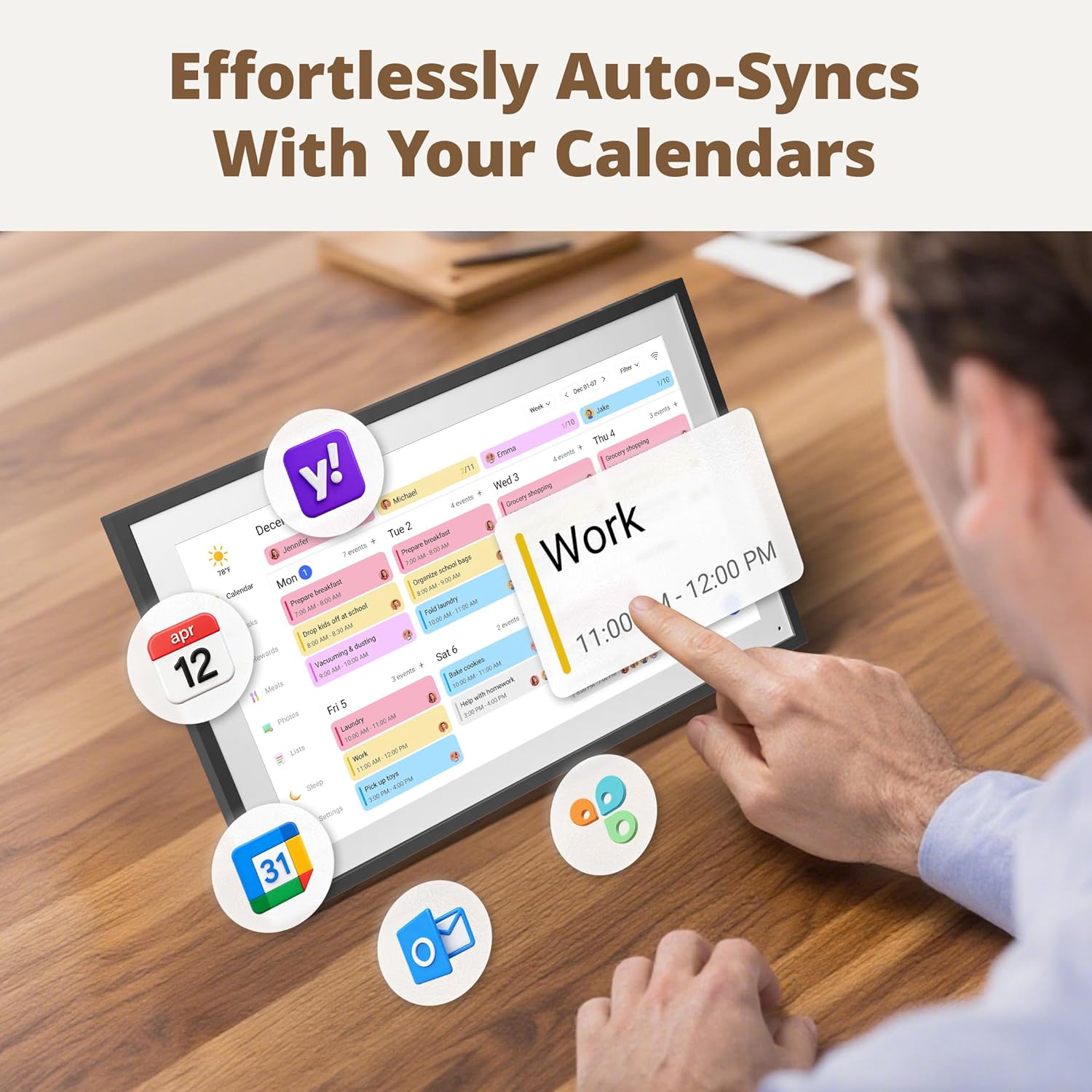 Dragon Touch 15.6" Digital Calendar Chore Chart – 1080P Full HD Interactive Touchscreen, Smart Family Planner, Hearth Display Digital Calendar Wall & Desk Mountable for Seamless Scheduling Black