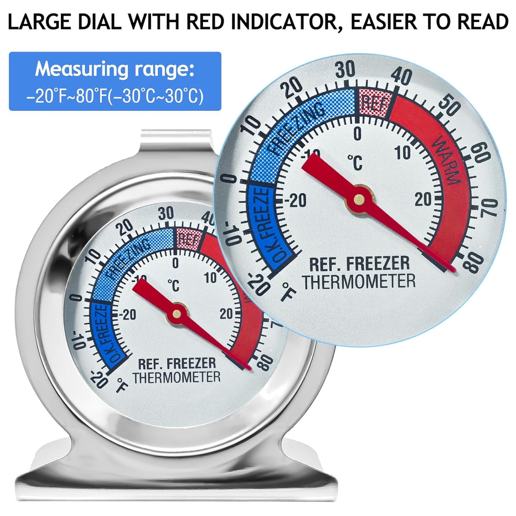 12 Pack Refrigerator Freezer Thermometer Large Dial Fridge Thermometer with Dual-Scale -30~30°C/-20~80°F for Freezer Refrigerator Cooler