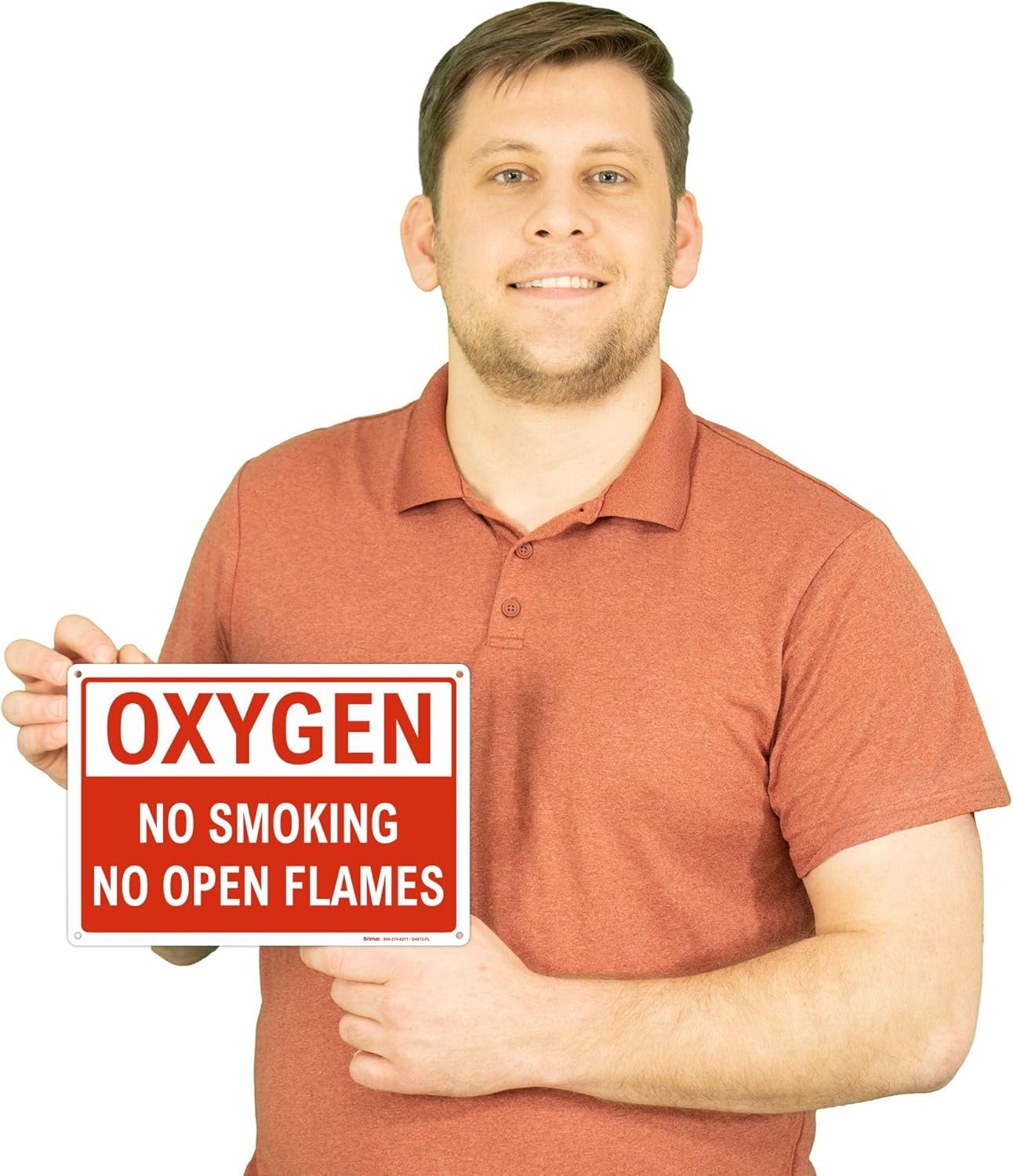 Brimar - 10 x 7" - Oxygen No Smoking No Open Flames Sign - .055″ Polyethylene Plastic - Clear Message - Easy Installation