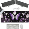 Heated Mouse Pad with 3 Temperature Settings(104°F–122°F),Large 31.5x13 Inch PU Leather Heated Desk Mat,Waterproof Warming Pad for Office,Gaming & Cold Hands Relief,Purple Butterfly Flower