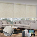 SmartWings Motorized 100% Blackout Shades Blinds, Custom Size, Cordless Window Shades with Rechargeable Battery, Work with Matter/Apple HomeKit, Alexa, Thread/Zigbee, Remote Optional, Linen Stone