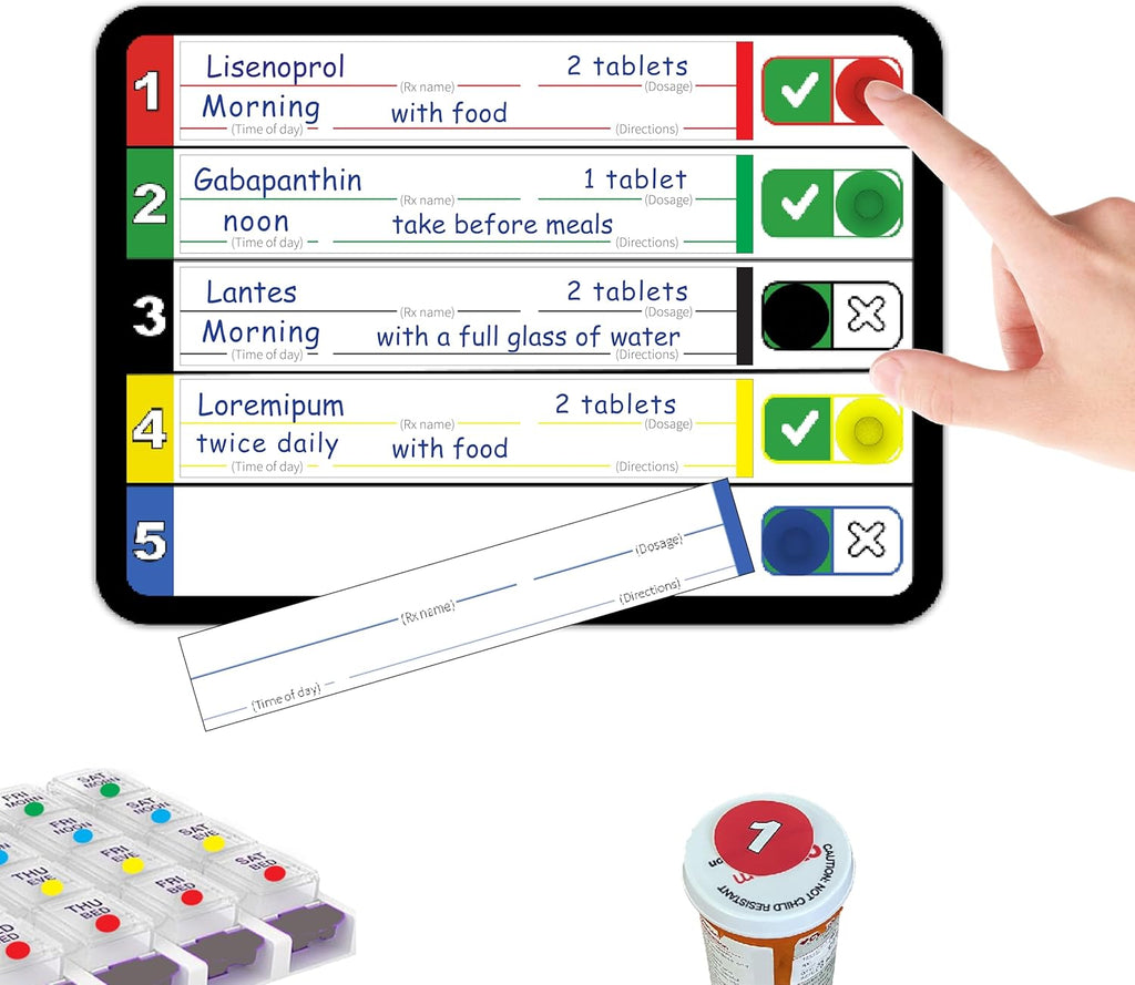 Medication Tracker for Seniors – Daily Pill Reminder Board with Color-Coded Cards – Easy-to-Read Visual Organizer, Pill Organizer Alternative for Dementia & Alzheimer’s Care