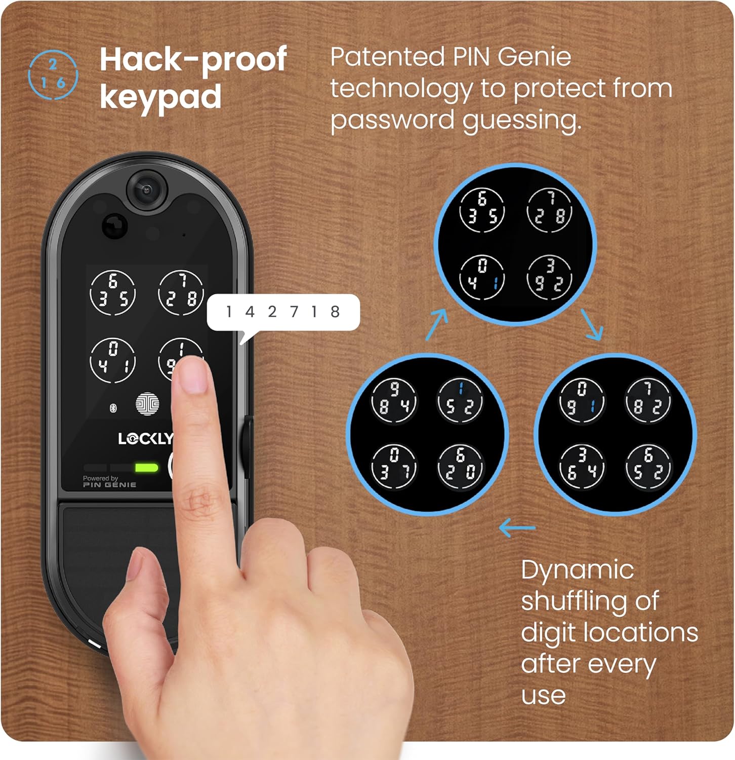 Lockly Vision Elite Video Smart Lock with Camera, Smart Wi-Fi Deadbolt for Front Door, PIN Genie® Keypad, Fingerprint Door Lock, Motion Sensor, App Remote Control, 2-Way Audio Doorbell, No Monthly Fee