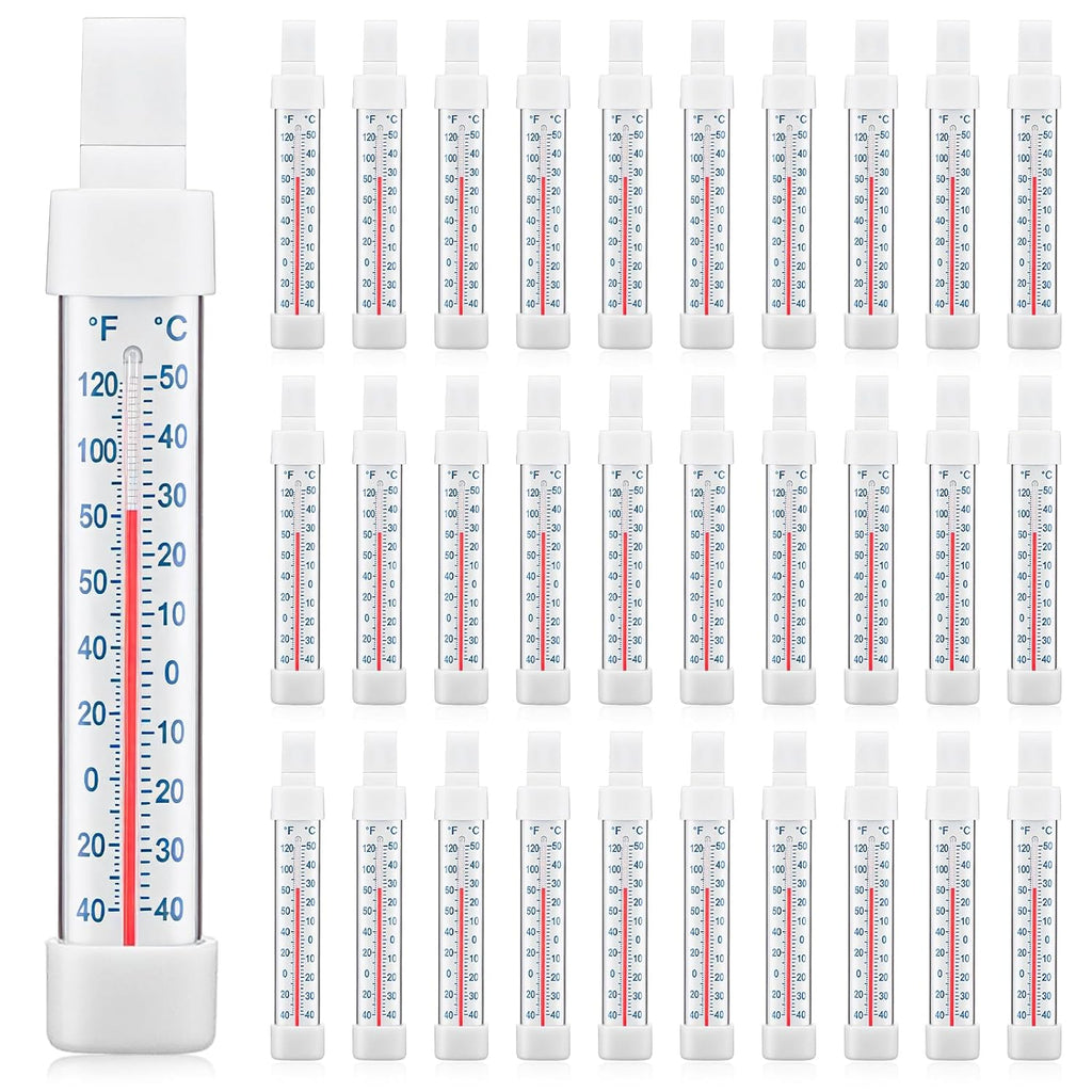 30 Pack Refrigerator Freezer Thermometer, Long Strip Hanging Standing Analog Thermometer with Fahrenheit Celsius for Kitchen Fridge Freezer Cooler (-40 to 122°f/-40 to 50°c)