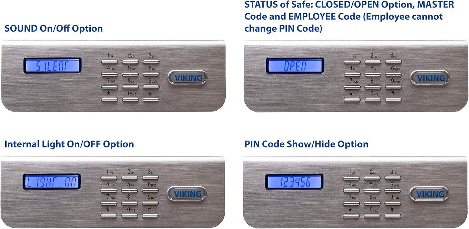 Viking Security Safe VS-40DS Heavy Duty Depository Safe with Drop Slot – Digital Keypad Money Safe for Cash, Business, Home, Office, Retail – Anti-Fish Design, LCD Display, Motorized Lock, Backup Key