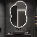 48"x30" Irregular LED Lighted Vanity Mirror for Bathroom, Backlit Only, Anti-Fog, 3-Color Dimmable Lighting, Wall Mount [Horizontal/Vertical]