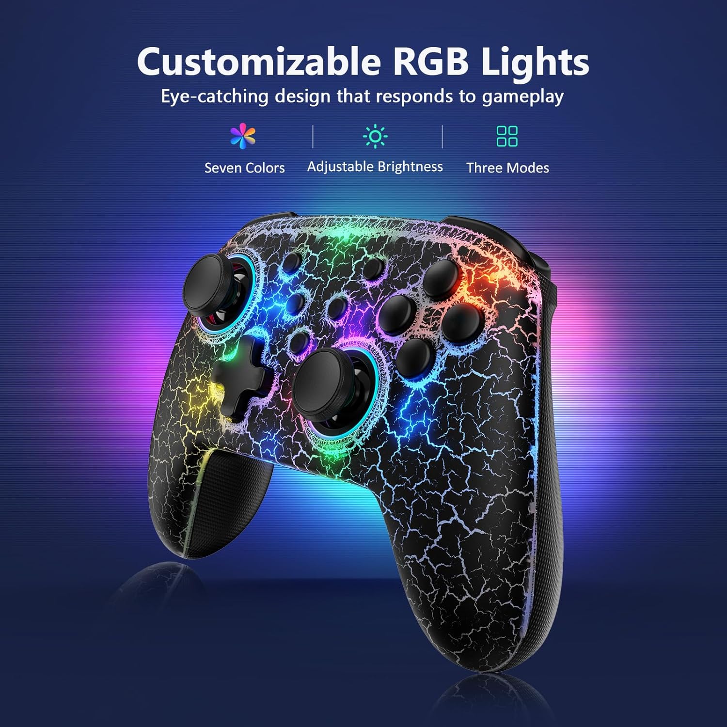 NexiGo Hall Effect Wireless Controller (No Deadzone) for Switch 2 and Switch, Controllers for Nintendo Switch, Bluetooth Switch Controller, Turbo and LED Light (Lightstorm)