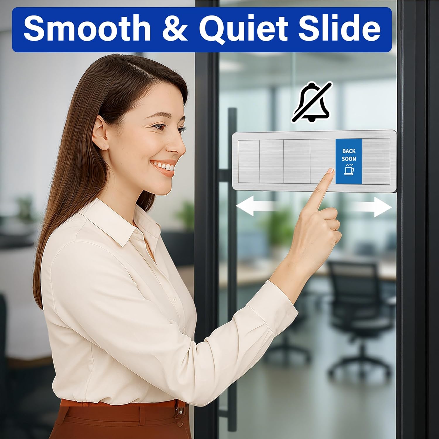 Office Door Signs with 6 Printed Status Options – Do Not Disturb, Out of Office, In a Meeting, Please Knock, Work from Home, Back Soon – Includes Custom Personalized Blank Sticker for Privacy Workspace or Studio Available and Away