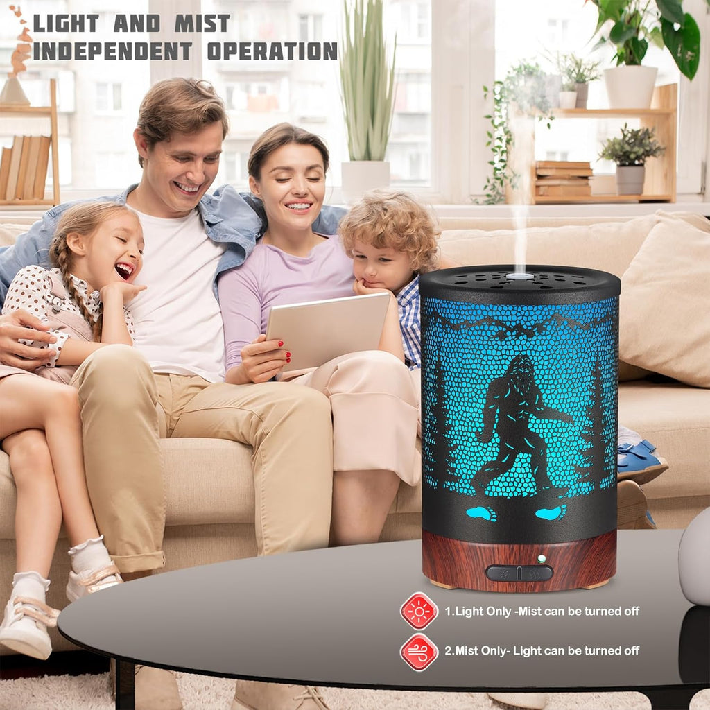 Essential Oils Diffuser,Christmas Aromatherapy Diffuser,Birthday Gifts for Women Mom Grandma,Metal Cool Mist Humidifier with 7 Colors Lights Waterless Auto Off Air Diffusers (Bigfoot)