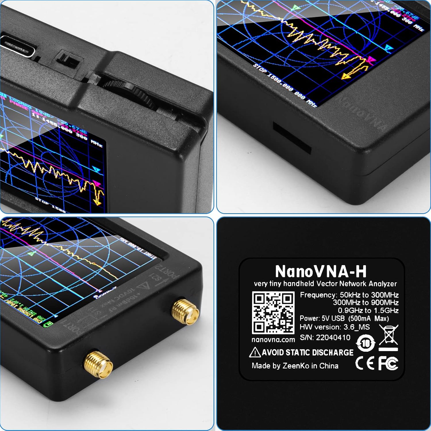[Upgraded] AURSINC NanoVNA-H Vector Network Analyzer 10KHz -1.5GHz Latest HW V3.6 HF VHF UHF Antenna Analyzer, Measuring S Parameters, SWR, Phase, Delay, Smith Chart