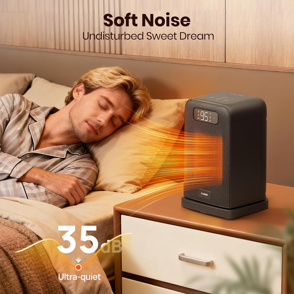 Space Heaters for Indoor Use, 1500W Small Desk Heater with Remote, Thermostat, 4 Modes, 12H Timer, LED Display, Safety Protection, 70° Oscillating Heater for Office Bedroom Home (Black, 1Pack)