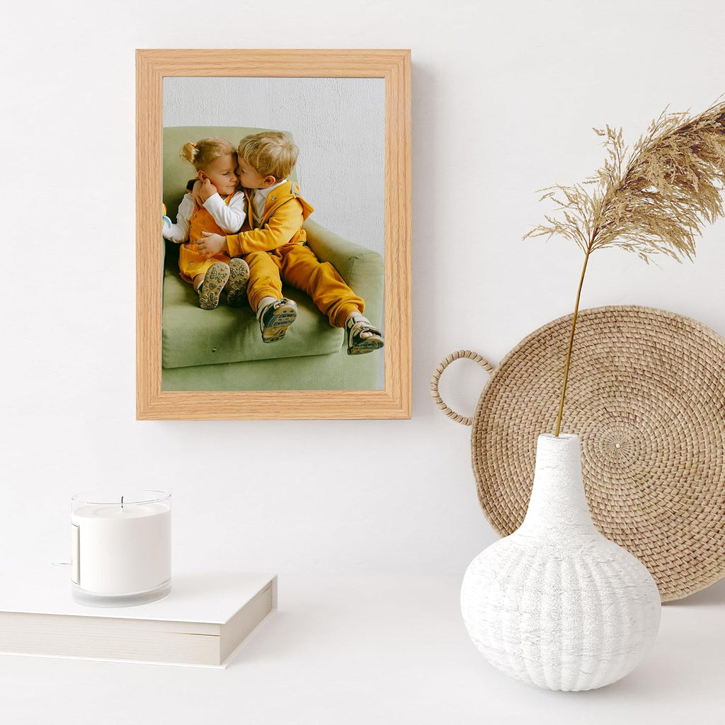 Custom Canvas Photo Prints with 8x10in Picture Framed, Personalized Picture Canvas Wall Art, Wall and Tabletop Display Photo Frame for Family Gifts for Mom/Men (Wood)