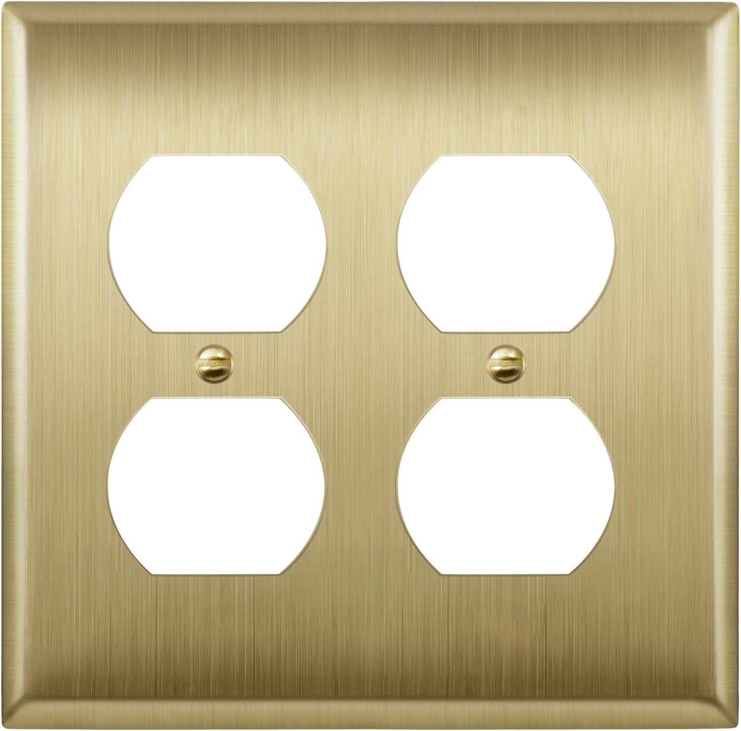 ENERLITES Double Duplex Receptacle Metal Wall Plate, Stainless Steel Outlet Cover, Corrosion Resistant, Size 2-Gang 4.50" x 4.57", Stainless Steel 201, 7722-BB, Brushed Brass, Gold