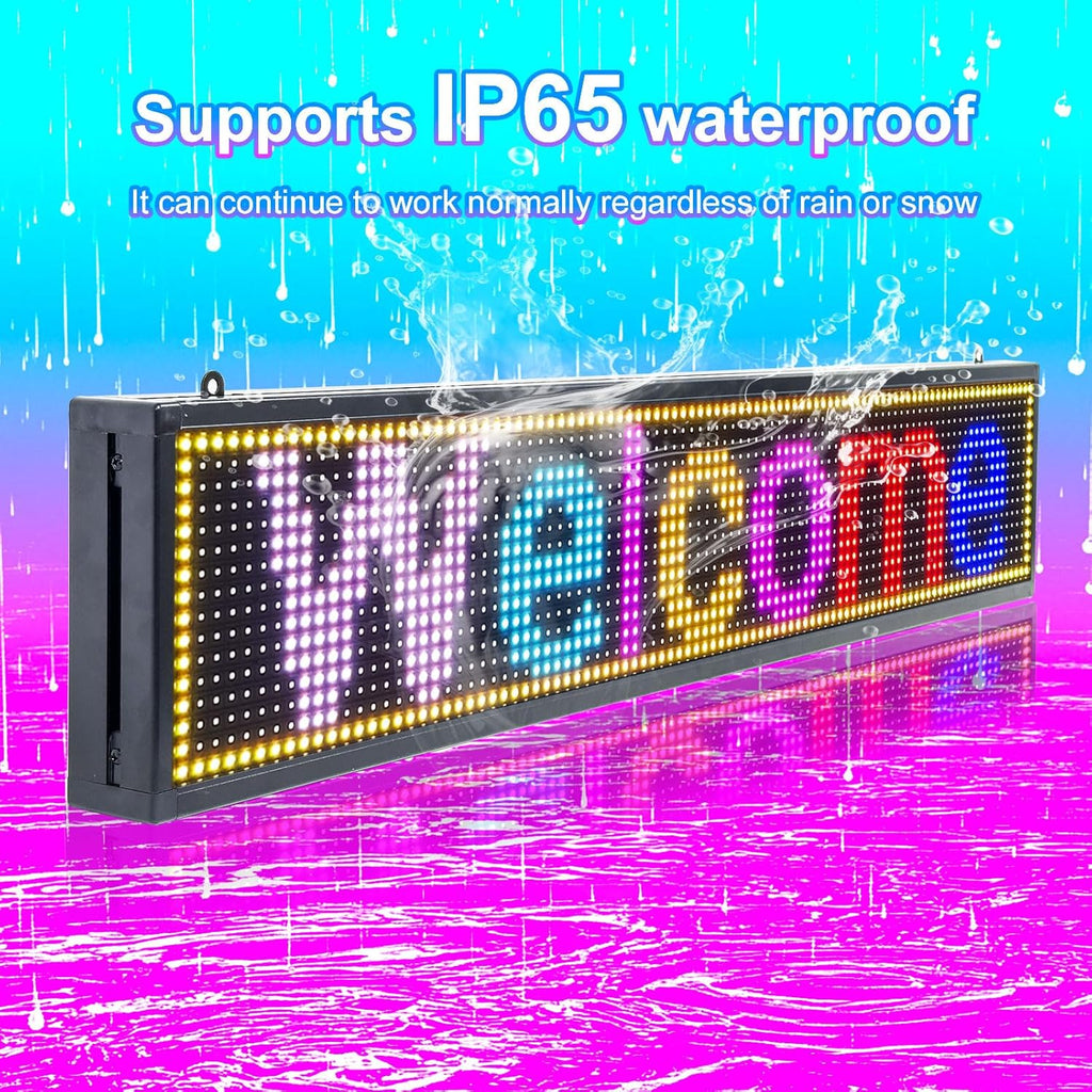 Programmable Scrolling LED Sign Outdoor Signs for Businesses Pantalla LED Para Publicidad Waterproof Digital Display Board - Custom Electronic Message Panel for Wall (Letrero) 39"X8"
