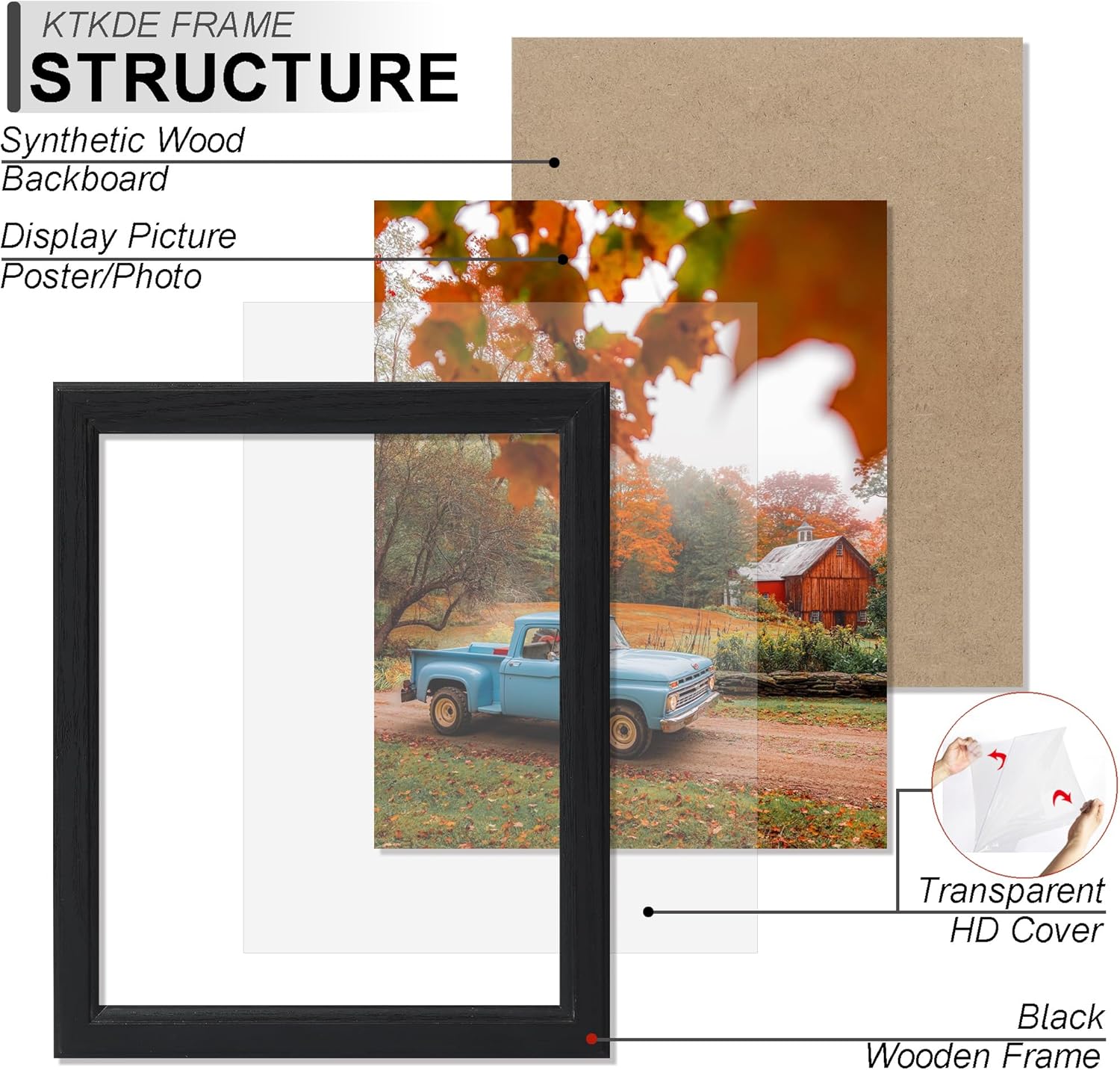 KTKDE 8x8 Picture Frame Set of 3, Wooden frames black, Wall Hanging for Tapletop Display, Best Square Photo Frame Studio Gallery for Photos, Posters & Art Prints