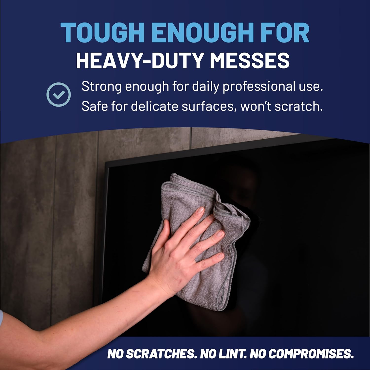MW Pro Microfiber Cleaning Cloths (12 Pack) | Size 16" x 16"| All Purpose Microfiber Towels - Clean, Dust, Polish, Scrub, Absorbent (Gray)
