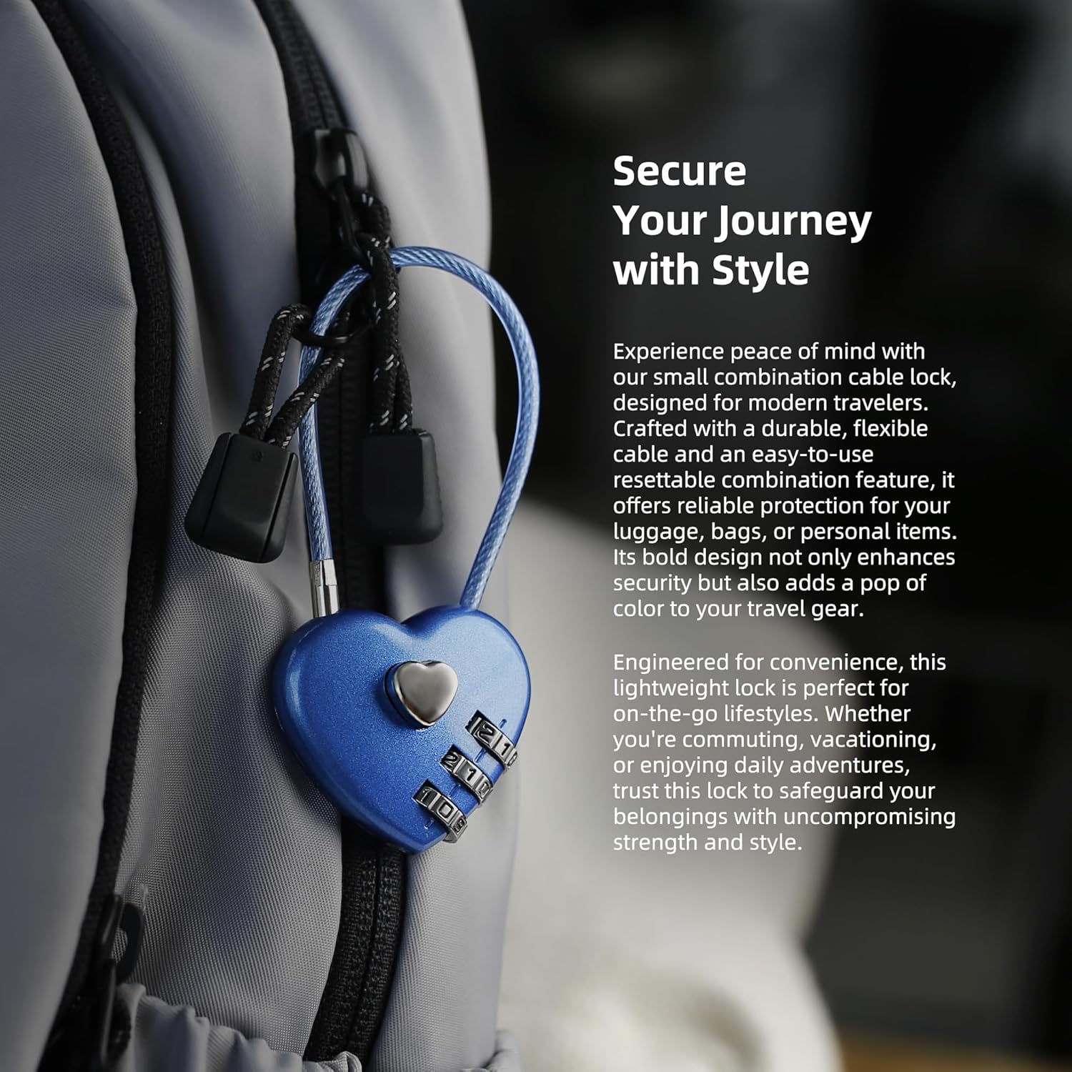 3 Digit Combination Lock, Combo Cable Lock with Code, Small Padlock Combination with Cable, for Luggage, Suitcase, Gym Locker, Backpack Bag Zipper, Cabinet, Mailbox, Outdoor Fence Gate